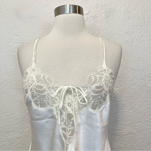 Vintage Victorias Secret XS Gold Label Cami Camisole Top Ivory White Satin Lace - Picture 3 of 9